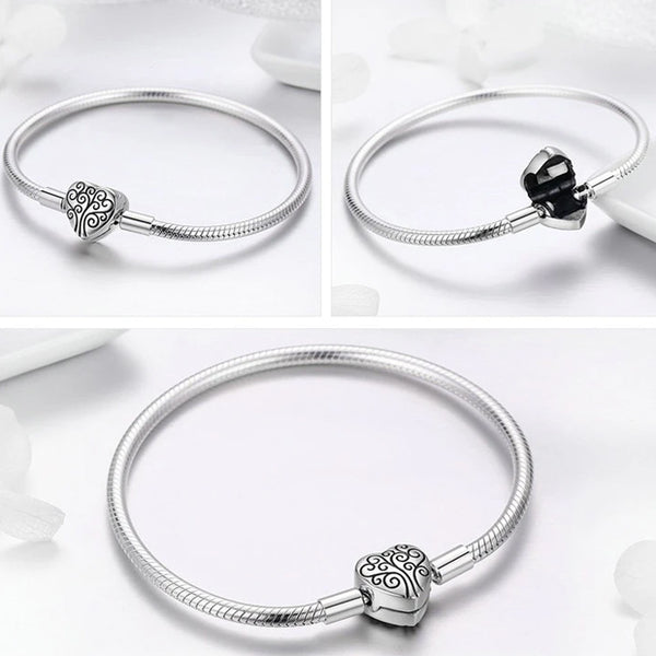 Sterling Silver Spring Tree of Life Heart Shape Bracelet